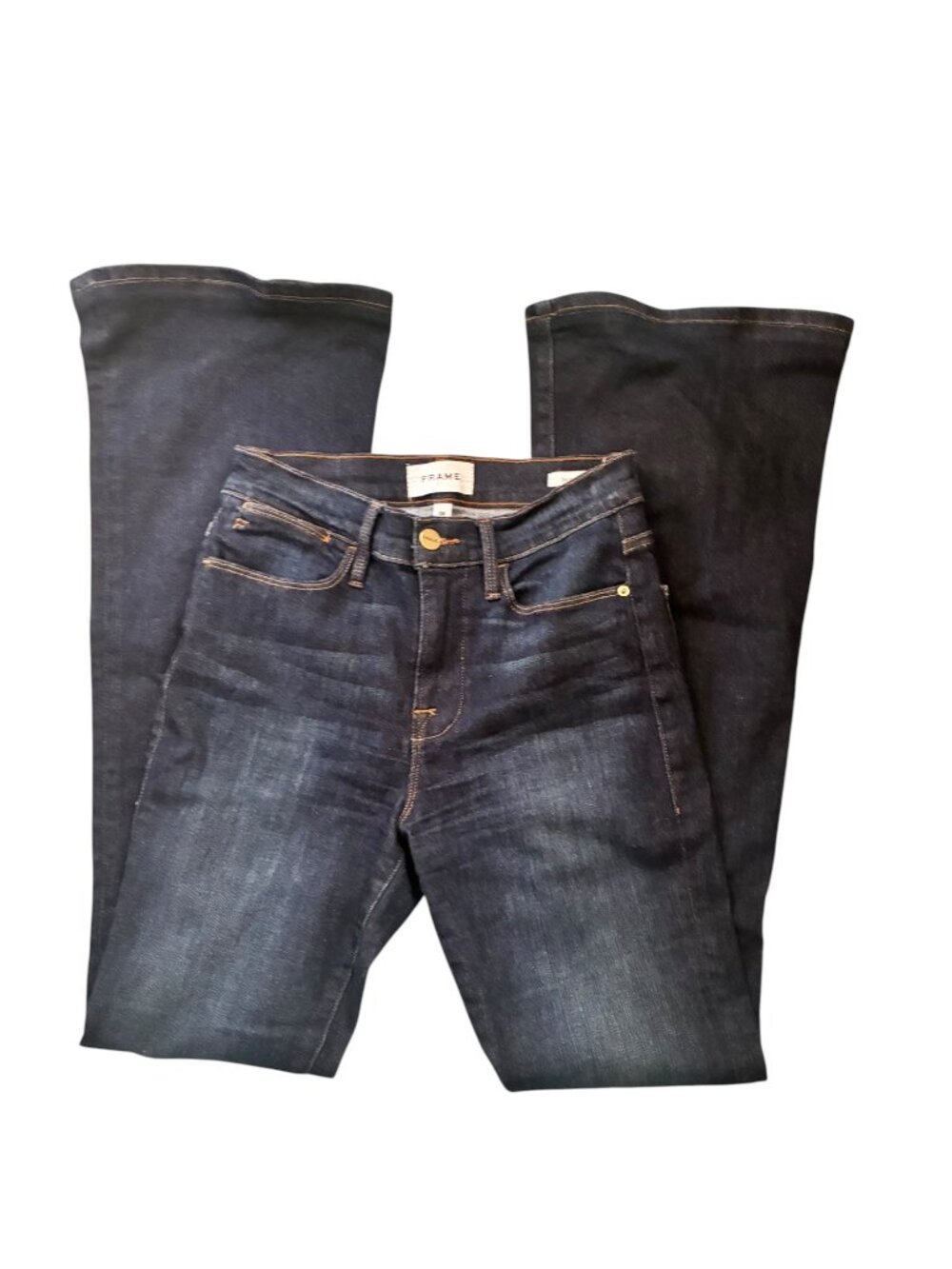 Frame Le High Flare Womens Dark Wash Jeans Long Length High Rise Size 26 VGUC
